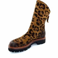 Rock|Animalier<Ivoire0156 Bottines Ivoire 3270 Carrie Daim Imprimé Léo Marron