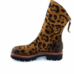 Rock|Animalier<Ivoire0156 Bottines Ivoire 3270 Carrie Daim Imprimé Léo Marron