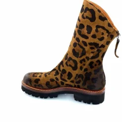 Rock|Animalier<Ivoire0156 Bottines Ivoire 3270 Carrie Daim Imprimé Léo Marron