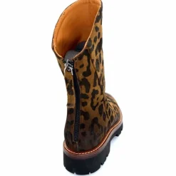 Rock|Animalier<Ivoire0156 Bottines Ivoire 3270 Carrie Daim Imprimé Léo Marron