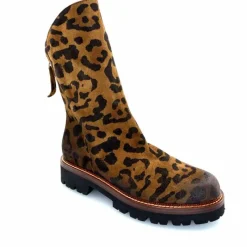 Rock|Animalier<Ivoire0156 Bottines Ivoire 3270 Carrie Daim Imprimé Léo Marron