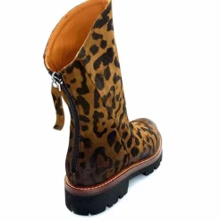 Rock|Animalier<Ivoire0156 Bottines Ivoire 3270 Carrie Daim Imprimé Léo Marron