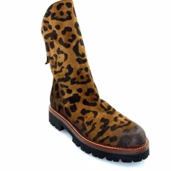 Rock|Animalier<Ivoire0156 Bottines Ivoire 3270 Carrie Daim Imprimé Léo Marron