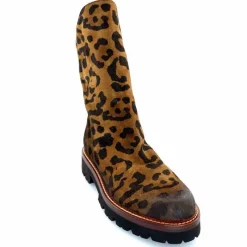 Rock|Animalier<Ivoire0156 Bottines Ivoire 3270 Carrie Daim Imprimé Léo Marron