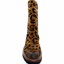Rock|Animalier<Ivoire0156 Bottines Ivoire 3270 Carrie Daim Imprimé Léo Marron