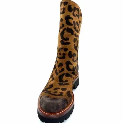 Rock|Animalier<Ivoire0156 Bottines Ivoire 3270 Carrie Daim Imprimé Léo Marron