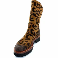 Rock|Animalier<Ivoire0156 Bottines Ivoire 3270 Carrie Daim Imprimé Léo Marron