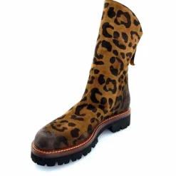 Rock|Animalier<Ivoire0156 Bottines Ivoire 3270 Carrie Daim Imprimé Léo Marron