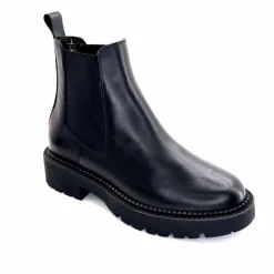 Bottines<Ivoire0235a Bottines Ivoire 124-25830 Cuir Noir