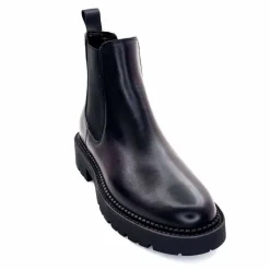Bottines<Ivoire0235a Bottines Ivoire 124-25830 Cuir Noir