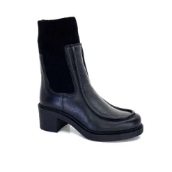 Rock|Bottines<398-ivoire Bottines Ivoire 6131 Livv Cuir Noir