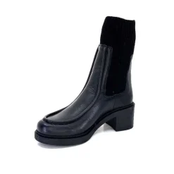Rock|Bottines<398-ivoire Bottines Ivoire 6131 Livv Cuir Noir