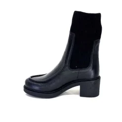 Rock|Bottines<398-ivoire Bottines Ivoire 6131 Livv Cuir Noir