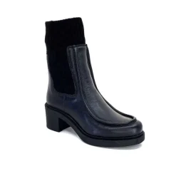 Rock|Bottines<398-ivoire Bottines Ivoire 6131 Livv Cuir Noir
