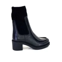 Rock|Bottines<398-ivoire Bottines Ivoire 6131 Livv Cuir Noir