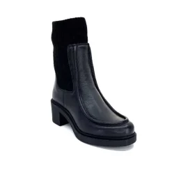 Rock|Bottines<398-ivoire Bottines Ivoire 6131 Livv Cuir Noir