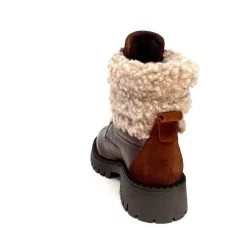 Montagne|Bottines<Ivoire0460a Bottines Ivoire Viyan Cuir Marron