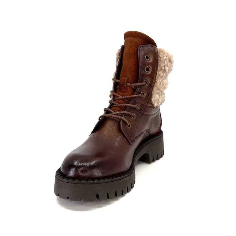 Montagne|Bottines<Ivoire0460a Bottines Ivoire Viyan Cuir Marron