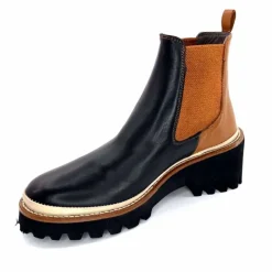 Masculin|Fantaisie<XSA Bottines Legères 9176 Cuir Noir &amp; Camel BordeauxRouge
