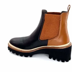 Masculin|Fantaisie<XSA Bottines Legères 9176 Cuir Noir &amp; Camel BordeauxRouge