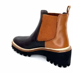 Masculin|Fantaisie<XSA Bottines Legères 9176 Cuir Noir &amp; Camel BordeauxRouge