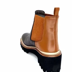 Masculin|Fantaisie<XSA Bottines Legères 9176 Cuir Noir &amp; Camel BordeauxRouge