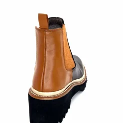 Masculin|Fantaisie<XSA Bottines Legères 9176 Cuir Noir &amp; Camel BordeauxRouge