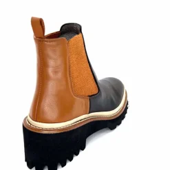 Masculin|Fantaisie<XSA Bottines Legères 9176 Cuir Noir &amp; Camel BordeauxRouge