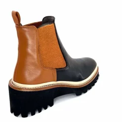 Masculin|Fantaisie<XSA Bottines Legères 9176 Cuir Noir &amp; Camel BordeauxRouge