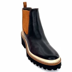 Masculin|Fantaisie<XSA Bottines Legères 9176 Cuir Noir &amp; Camel BordeauxRouge
