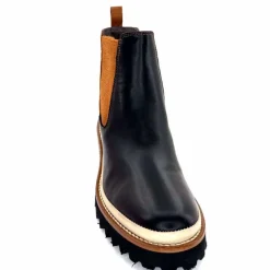 Masculin|Fantaisie<XSA Bottines Legères 9176 Cuir Noir &amp; Camel BordeauxRouge