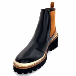 Masculin|Fantaisie<XSA Bottines Legères 9176 Cuir Noir &amp; Camel BordeauxRouge