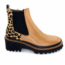 Animalier|Elégant<XSA Bottines Légère 9829 Cuir Camel Léo CamelLéopard
