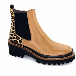 Animalier|Elégant<XSA Bottines Légère 9829 Cuir Camel Léo CamelLéopard