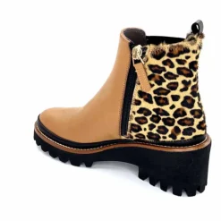 Animalier|Elégant<XSA Bottines Légère 9829 Cuir Camel Léo CamelLéopard