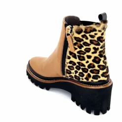 Animalier|Elégant<XSA Bottines Légère 9829 Cuir Camel Léo CamelLéopard
