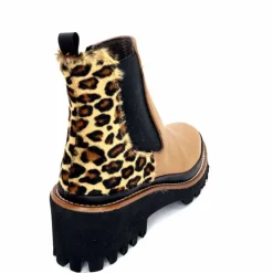 Animalier|Elégant<XSA Bottines Légère 9829 Cuir Camel Léo CamelLéopard