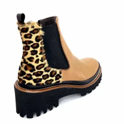 Animalier|Elégant<XSA Bottines Légère 9829 Cuir Camel Léo CamelLéopard
