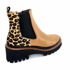Animalier|Elégant<XSA Bottines Légère 9829 Cuir Camel Léo CamelLéopard