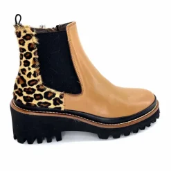 Animalier|Elégant<XSA Bottines Légère 9829 Cuir Camel Léo CamelLéopard