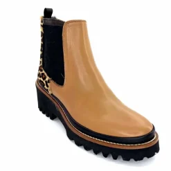 Animalier|Elégant<XSA Bottines Légère 9829 Cuir Camel Léo CamelLéopard