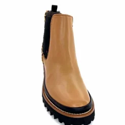 Animalier|Elégant<XSA Bottines Légère 9829 Cuir Camel Léo CamelLéopard