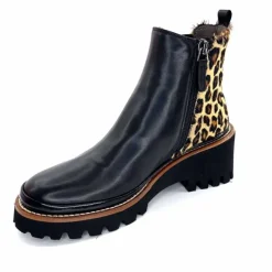 Animalier|Elégant<XSA Bottines Légère 9829 Cuir Noir Léo LéopardNoir