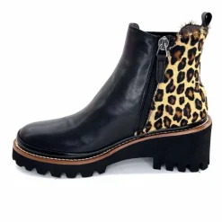 Animalier|Elégant<XSA Bottines Légère 9829 Cuir Noir Léo LéopardNoir