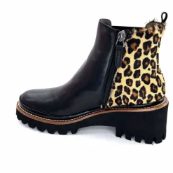 Animalier|Elégant<XSA Bottines Légère 9829 Cuir Noir Léo LéopardNoir