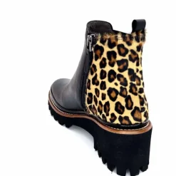 Animalier|Elégant<XSA Bottines Légère 9829 Cuir Noir Léo LéopardNoir