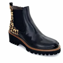 Animalier|Elégant<XSA Bottines Légère 9829 Cuir Noir Léo LéopardNoir