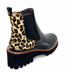 Animalier|Elégant<XSA Bottines Légère 9829 Cuir Noir Léo LéopardNoir