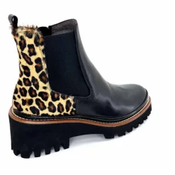 Animalier|Elégant<XSA Bottines Légère 9829 Cuir Noir Léo LéopardNoir