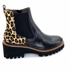 Animalier|Elégant<XSA Bottines Légère 9829 Cuir Noir Léo LéopardNoir